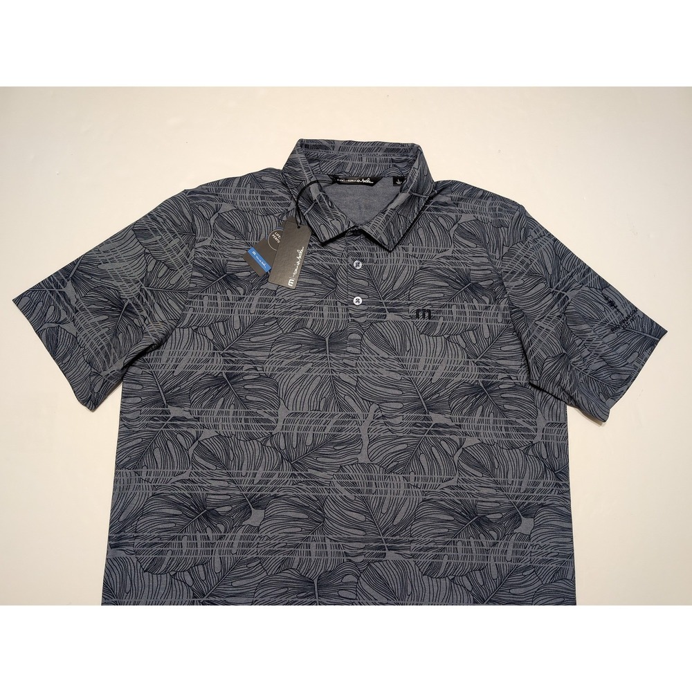 TRAVIS MATHEW Short Sleeve Polo Shirt Rio Pinar Golf Blue Floral Large L ~ New - Picture 9 of 11